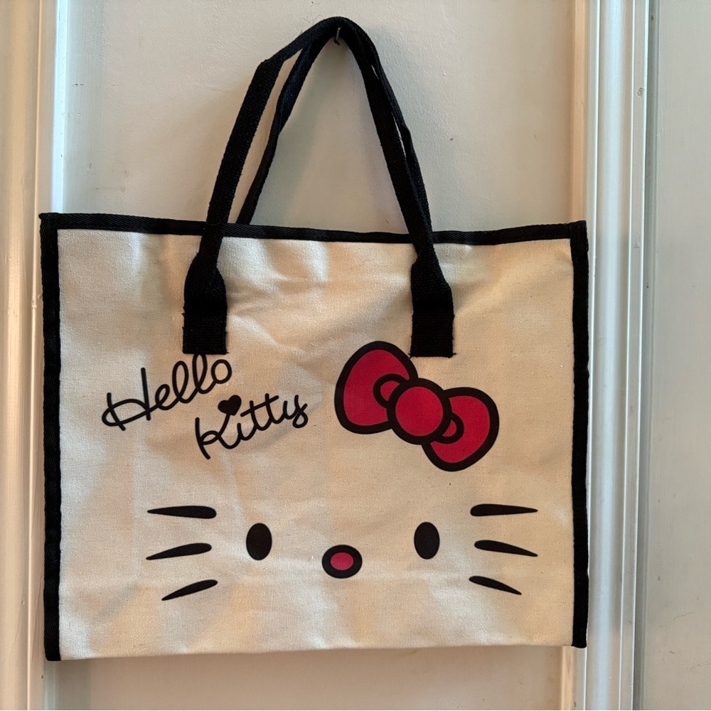 New Hello Kitty Zipper Closure Canvas Tote Bag - Picture 3 of 8